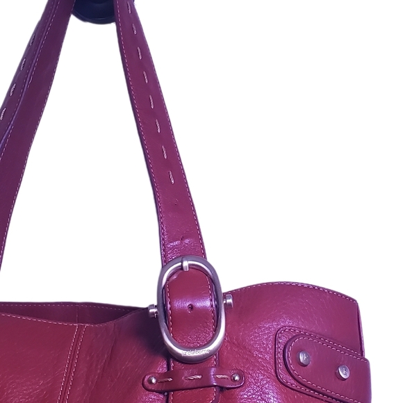 LIZ CLAIBORNE Vintage Liz Claiborne Genuine Red Leather Shoulder Bag 1980's EUC - Picture 2 of 14
